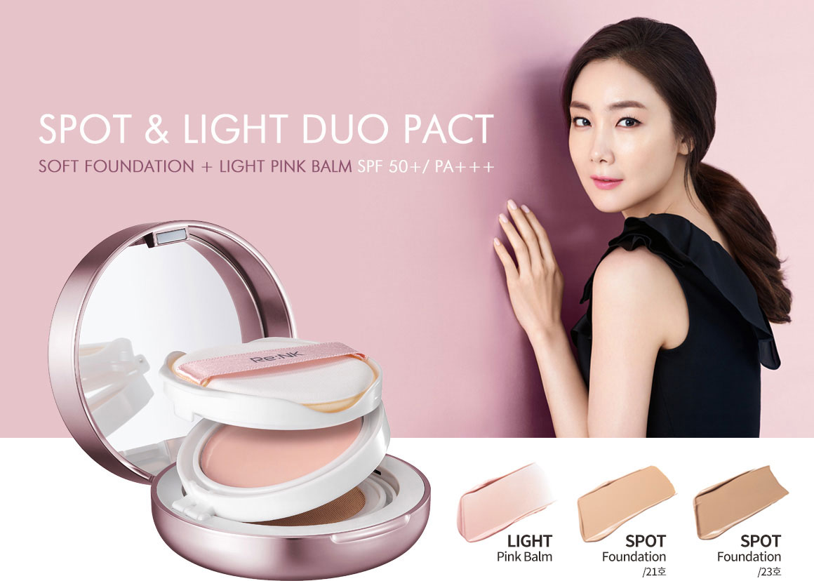 SPOT & light duo pact / soft foundation +light pink balm spf 50+ / pa+++ / light pink balm, spot foundation 21호, spot foundation 23호